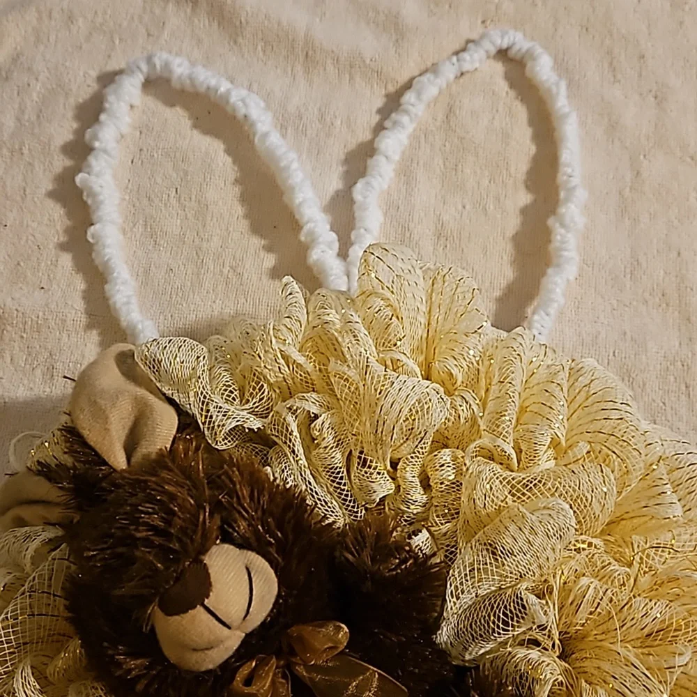 From mom's closet bunny wreath on a 9 inch bunny wreath that she made